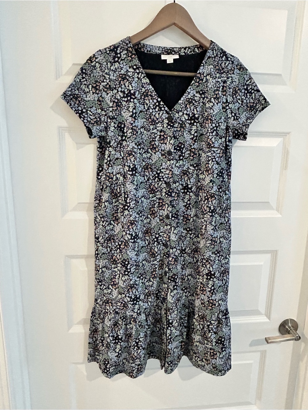 J Jill Floral Dress, blue multi, size XS